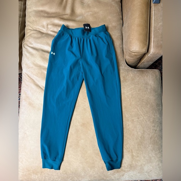 Under Armour Women's Jogger Woven Pant Sport High Rise Small Hydro Teal NWT
